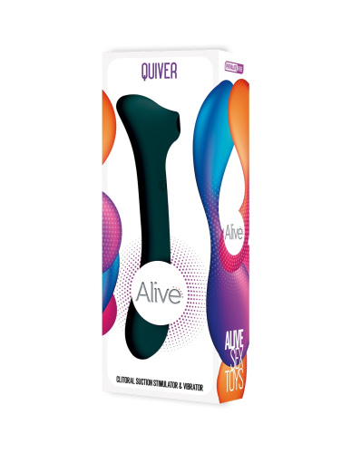 Alive New Midnight Quiver - Вибратор и вакуумный клиторальный стимулятор, 20.2х4.2 см (зелёный) - sex-shop.ua